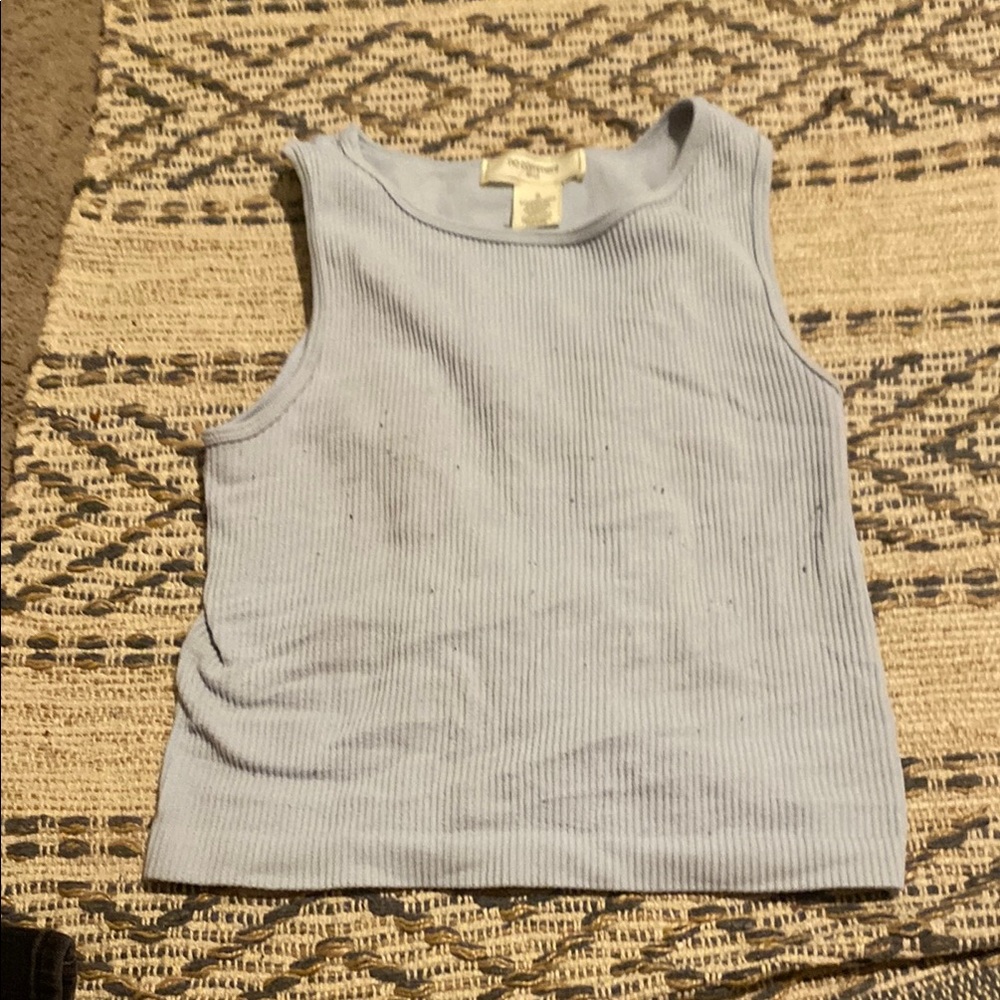 Gray Ribbed Sleeveless Tank Top